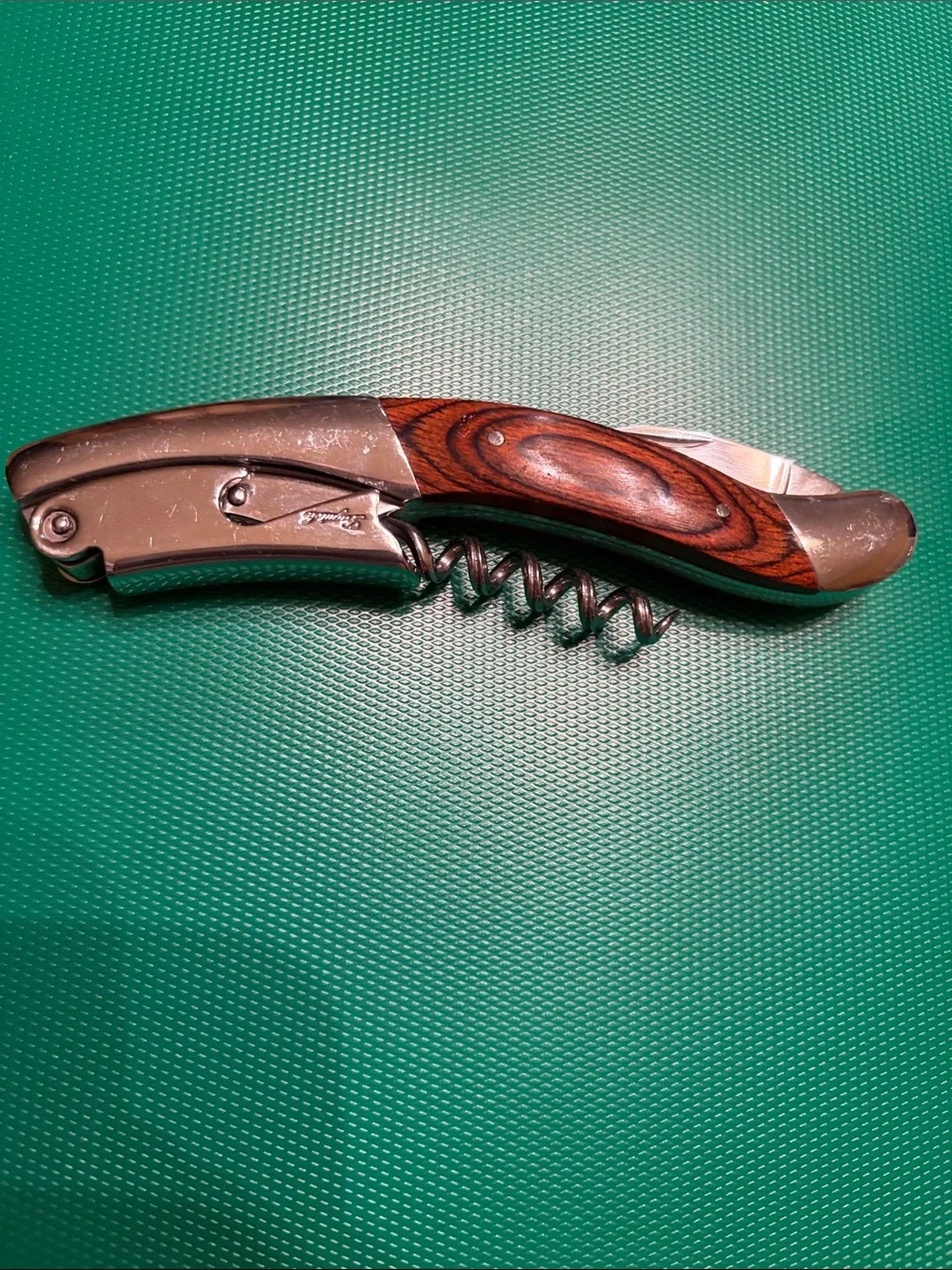 Laguiole Waiter’s Corkscrew Rosewood Wine Opener Wood Inlay Ergonomic Handle EUC